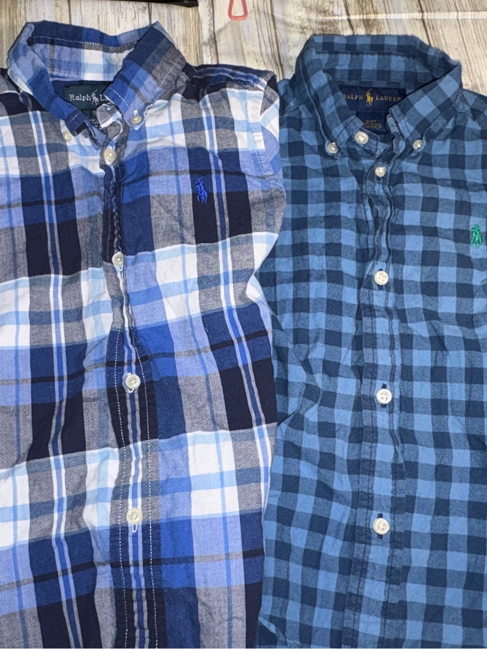 Ralph Lauren Blue Plaid & Blue Gingham Button-Down Shirts